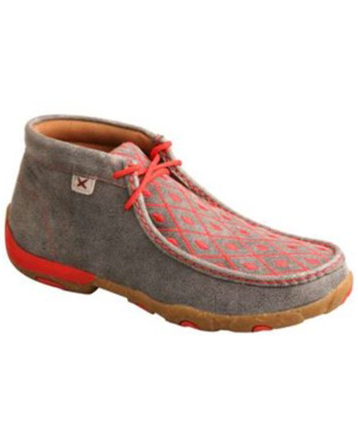 Image #1 - Twisted X Women's Diamond Embroidered Chukka Driving Mocs, Grey, hi-res