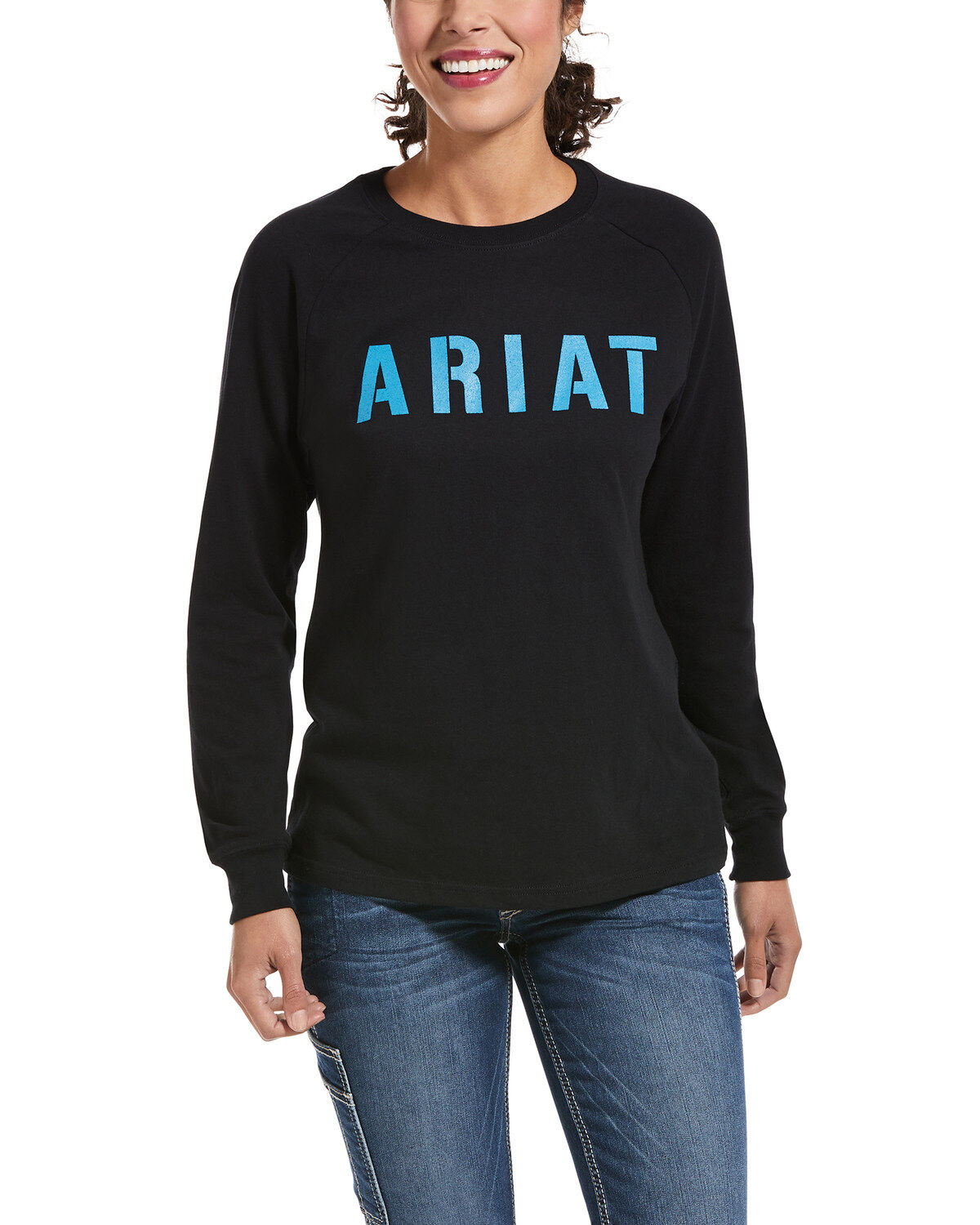 Image #1 - Ariat Women's Black Rebar Cotton Strong Block Long Sleeve Tee, , hi-res