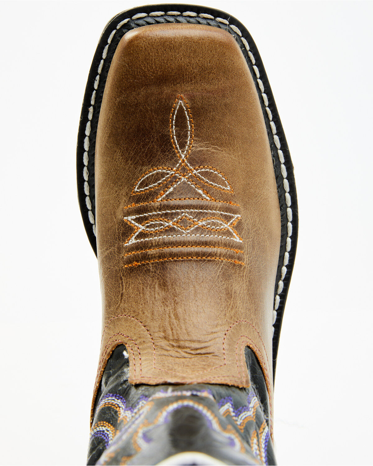 Image #6 - Old West Boys' Leather Work Rubber Western Boots - Square Toe, , hi-res