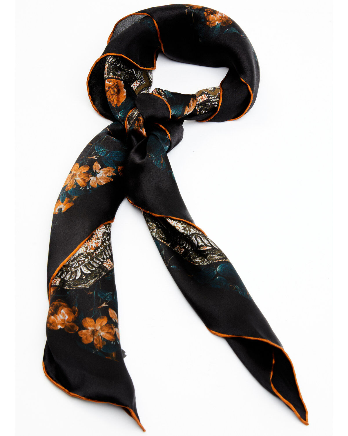 Image #1 - Shyanne Women's Black Enchanted Forest Floral Wild Rag Silk Scarf, Multi, hi-res