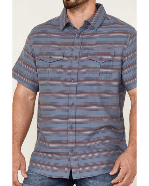 Image #3 - Brothers and Sons Men's Striped Short Sleeve Button Down Western Shirt , Indigo, hi-res