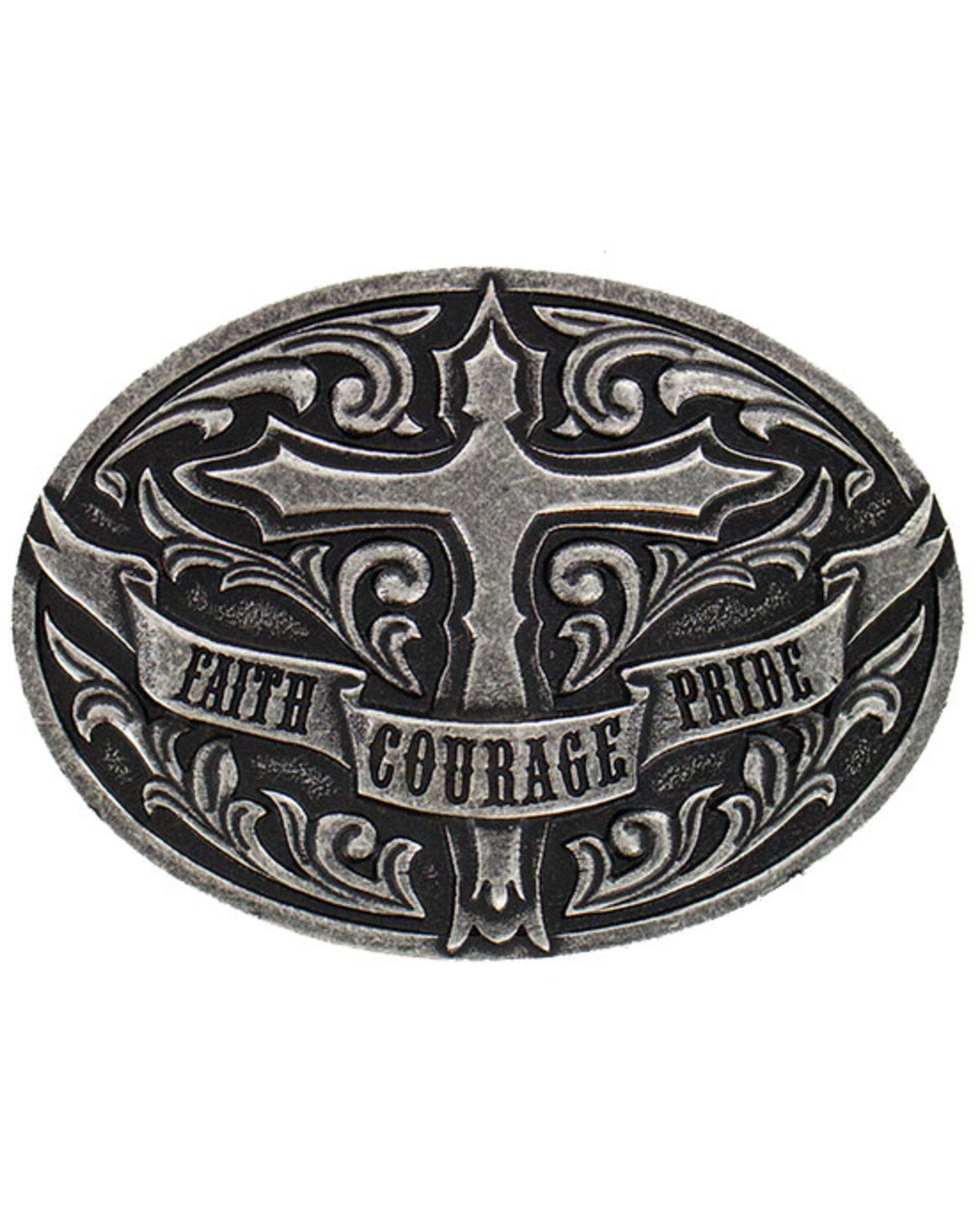 Image #1 - Cody James® Faith Courage Pride Belt Buckle, Silver, hi-res