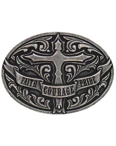 Image #1 - Cody James® Faith Courage Pride Belt Buckle, Silver, hi-res