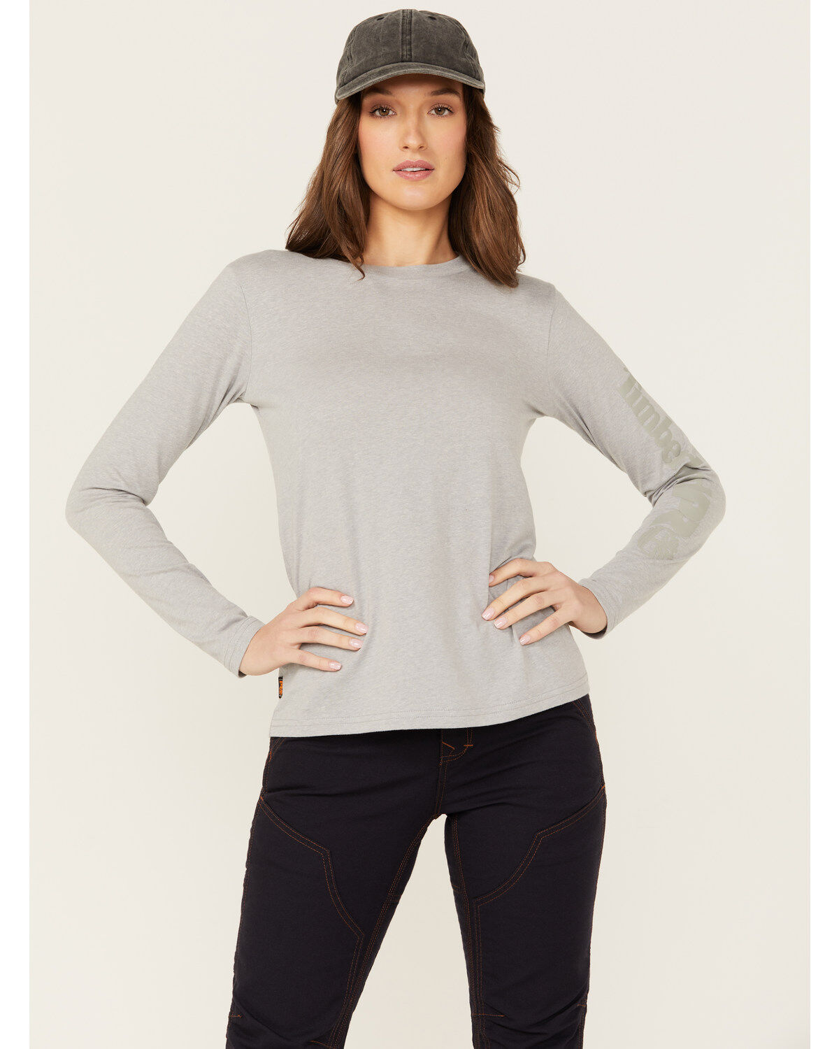 Image #1 - Timberland Women's Cotton Core Long Sleeve T-Shirt, Grey, hi-res
