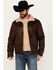 Image #1 - Moonshine Spirit Men's Sherpa Lined Faux Leather Jacket, Dark Brown, hi-res