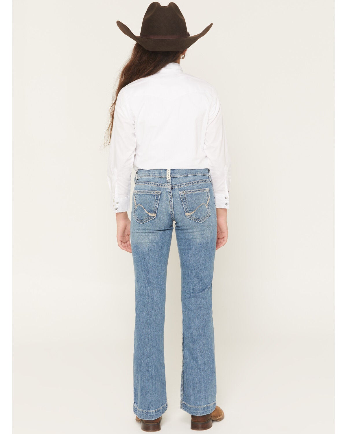 Image #3 - Ariat Girls' Rosalie Light Wash Trouser Stretch Denim Jeans, Light Wash, hi-res