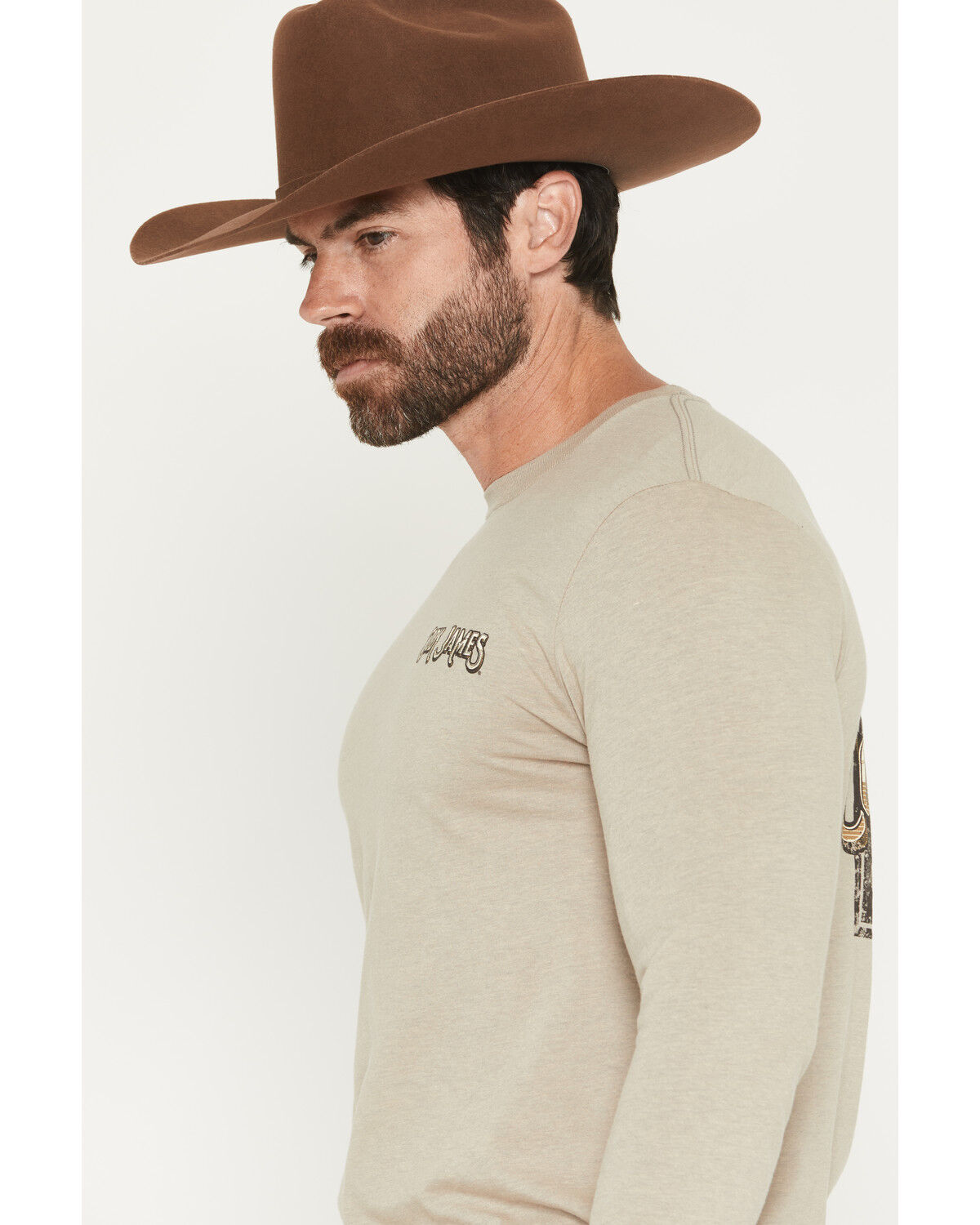 Image #3 - Cody James Men's Cowboy Sunset Long Sleeve Graphic T-Shirt, Tan, hi-res