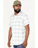 Brixton Men's Charter Plaid Short Sleeve Button Down Shirt, Blue, hi-res