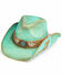 Image #1 - Shyanne Women's Cactus Flower Straw Cowboy Hat, Blue, hi-res