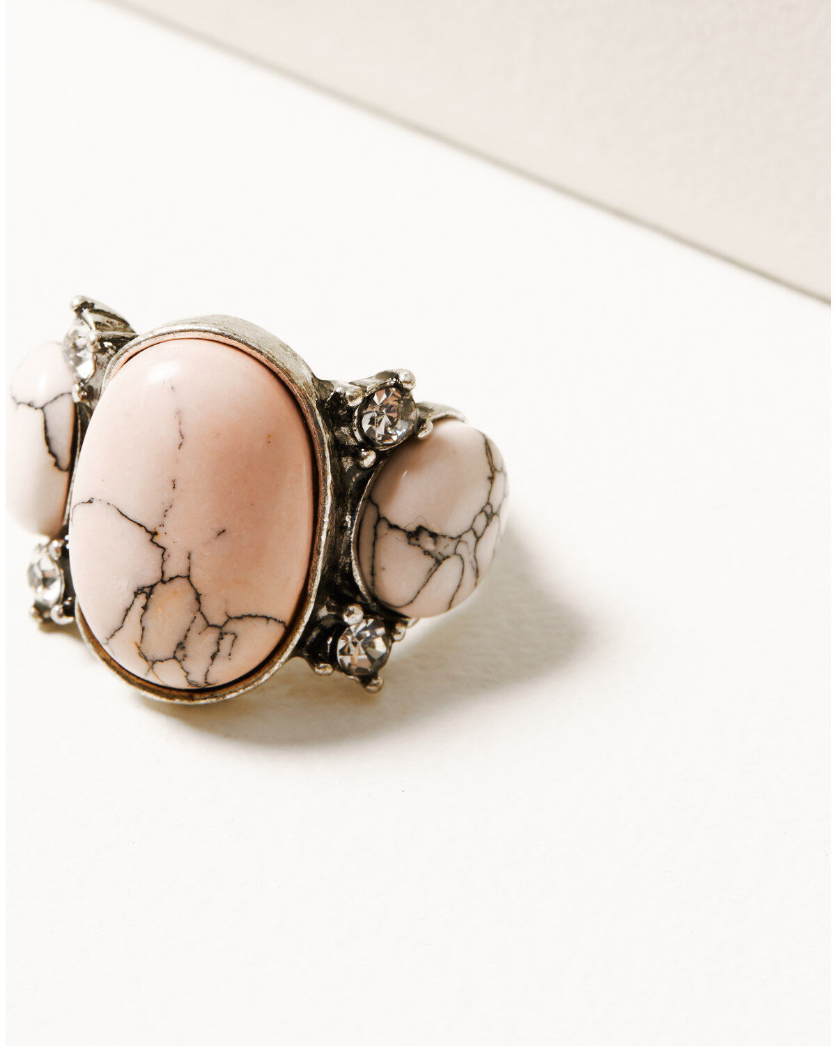 Image #2 - Prime Time Jewelry Women's Pink Marble & Silver Statement Ring Set, Silver, hi-res
