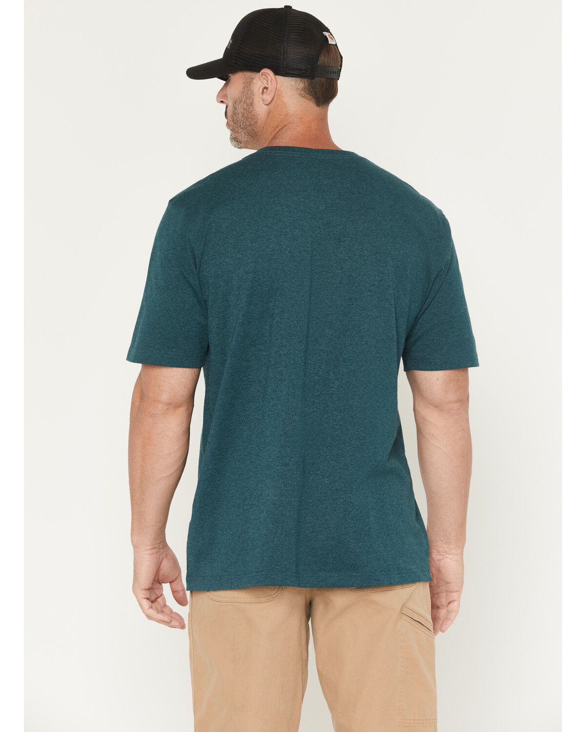 Image #4 - Carhartt Men's Loose Fit Heavyweight Logo Pocket Work T-Shirt, Forest Green, hi-res