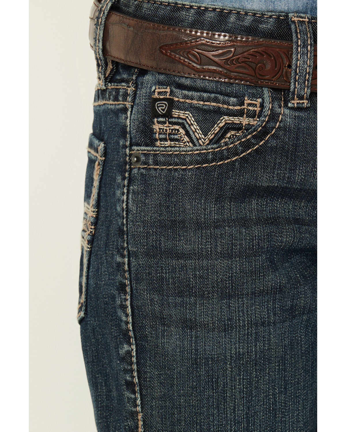 Image #4 - Rock & Roll Denim Boys' Dark Wash Bootcut Stretch Denim Jeans, Dark Wash, hi-res