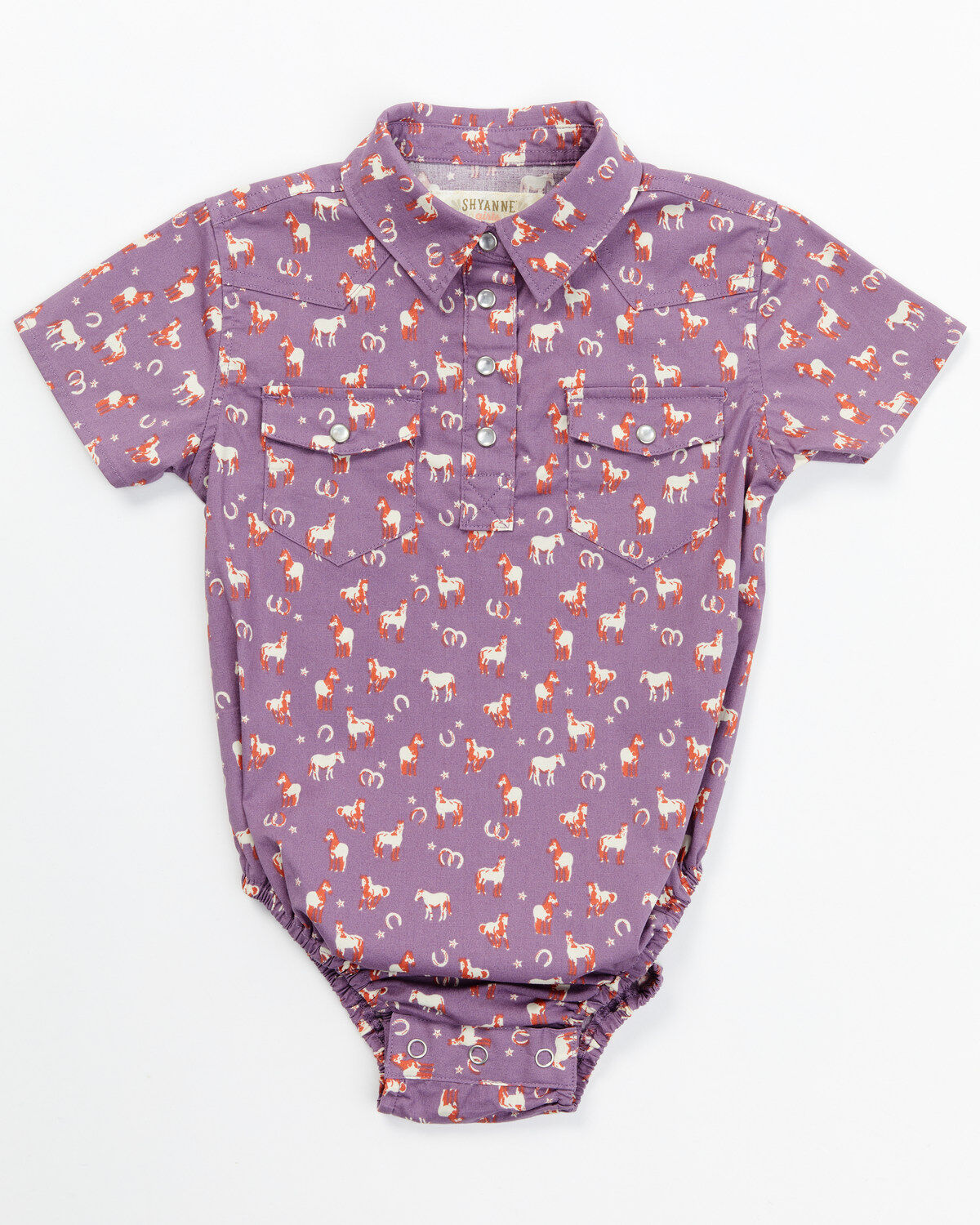 Image #1 - Shyanne Infant Girls' Printed Short Sleeve Onesie, Purple, hi-res