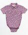 Image #1 - Shyanne Infant Girls' Printed Short Sleeve Onesie  , Purple, hi-res