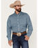 Image #1 - Panhandle Men's Performance Geo Print Long Sleeve Button Down Shirt, Blue, hi-res