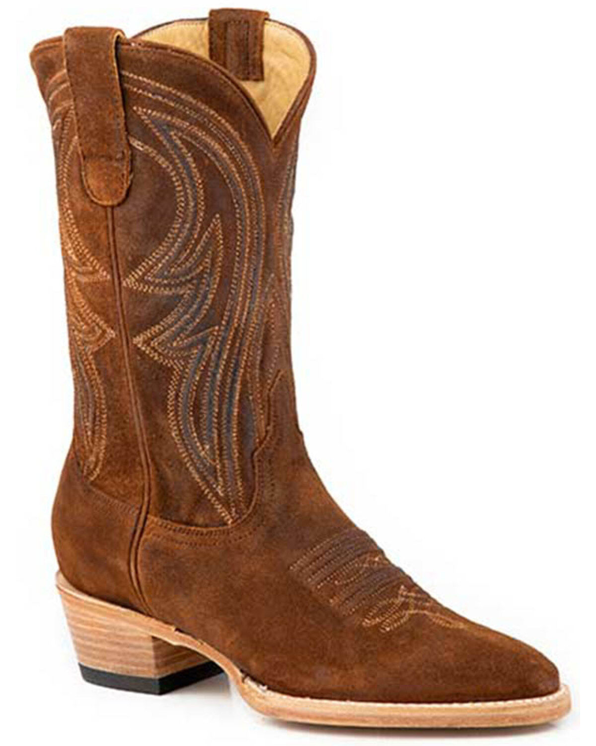 Image #1 - Stetson Women's Nora Suede Western Boots - Round Toe, Tan, hi-res