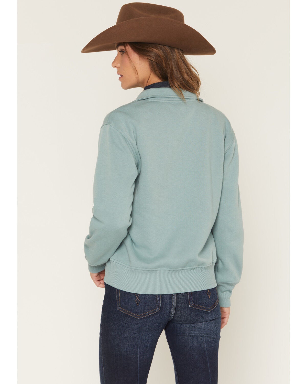 Image #4 - Shyanne Women's Double Horse 1/2 Zip Pullover, Aqua, hi-res