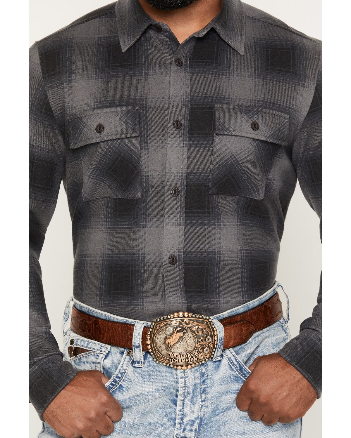 Image #3 - Cody James Men's Quiet Shade Plaid Print Long Sleeve Button-Down Shirt, Slate, hi-res