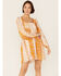 En Creme' Women's Cream Yellow Patchwork Long Sleeve Baby Doll Mini Dress , Cream, hi-res
