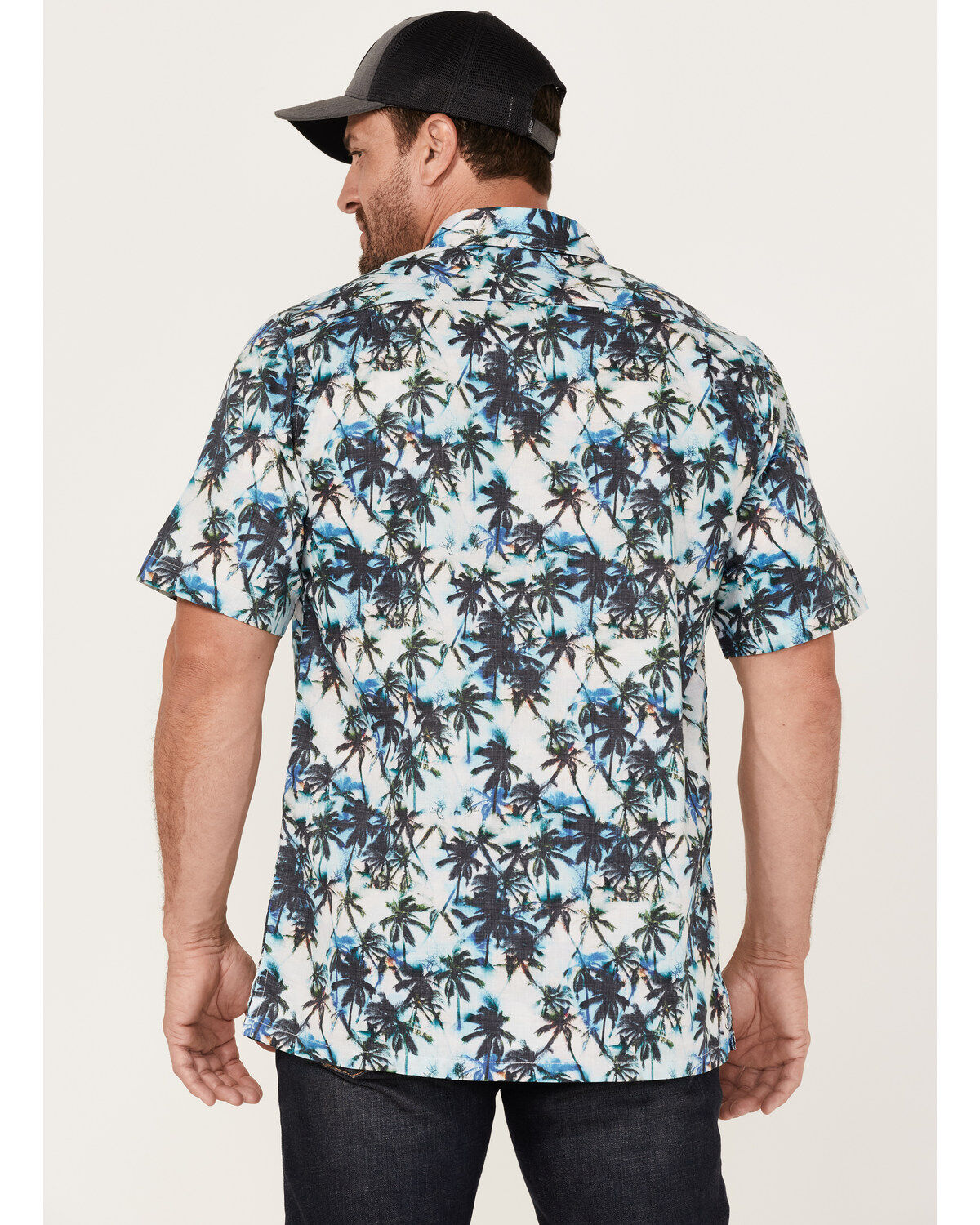 Image #4 - Scully Men's Palm Tree Floral Print Short Sleeve Button Down Western Shirt, , hi-res