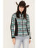 Image #1 - RANK 45® Women's Atha Geo Print Softshell Jacket, Green, hi-res