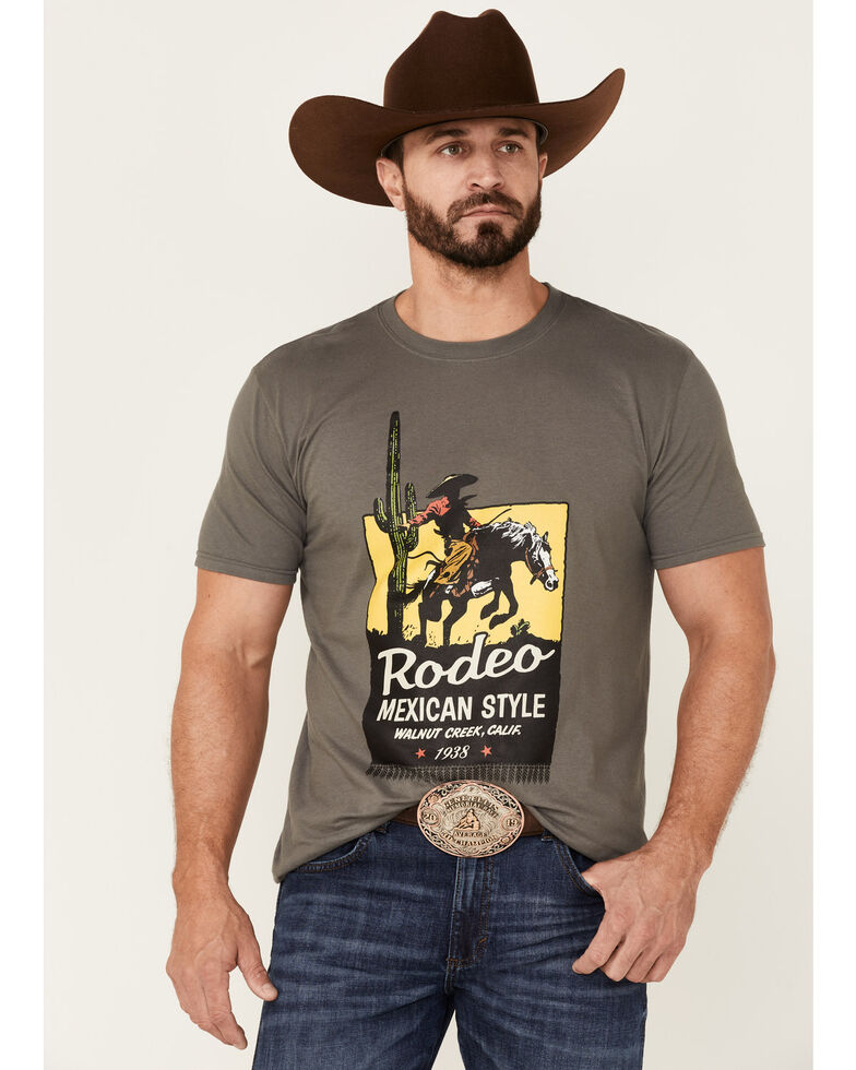 Southern Sierra Men's Charocal Mexican Rodeo Graphic Short Sleeve T-Shirt , Charcoal, hi-res