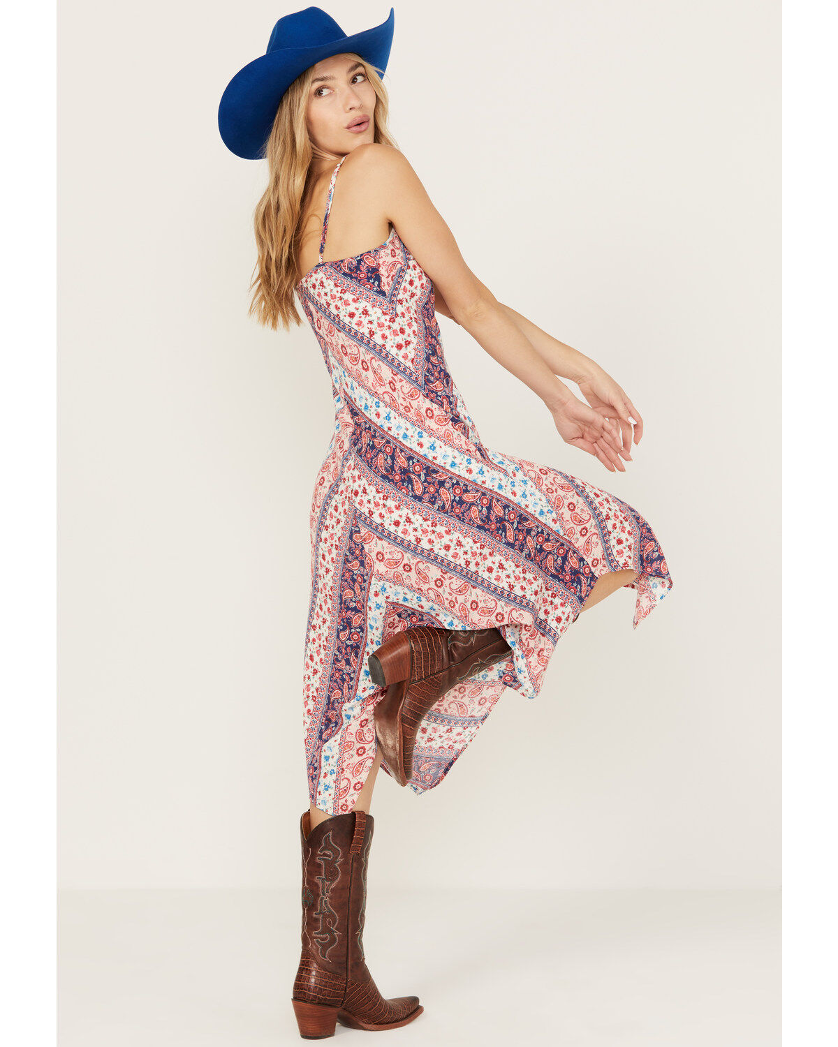 Image #4 - Wild Moss Women's Multi Print Hanky Hem Midi Dress, Multi, hi-res