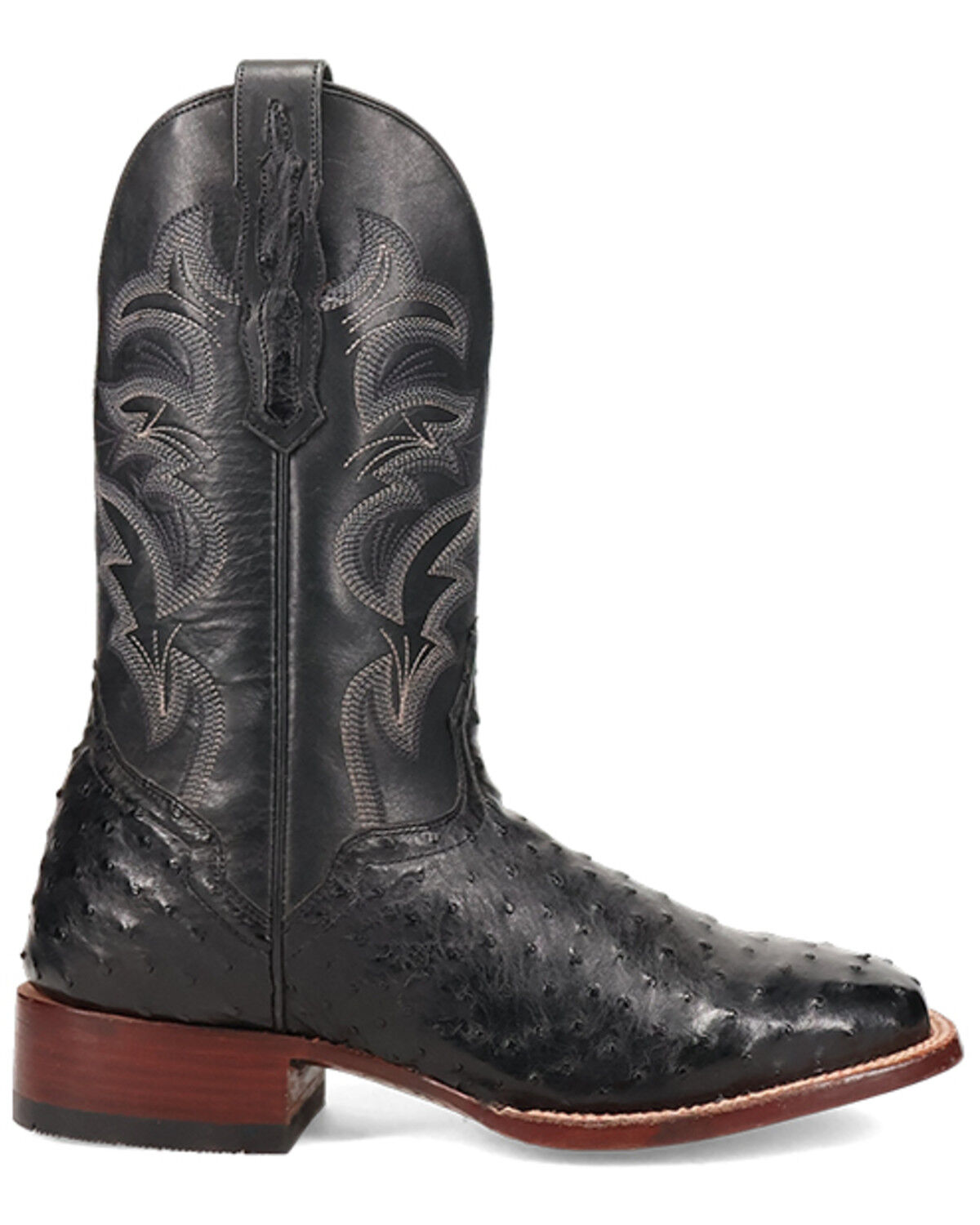 Image #2 - El Dorado Men's Handmade Full Quill Ostrich Stockman Boots - Broad Square Toe, Black, hi-res