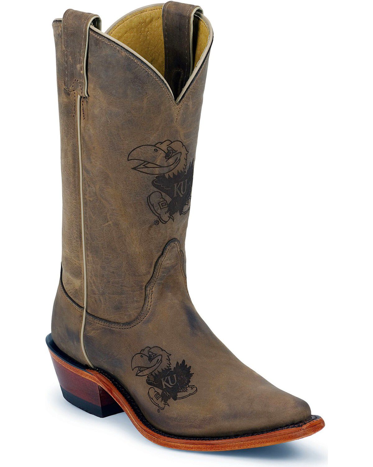 Image #1 - Nocona University of Kansas College Cowgirl Boots - Snip Toe, , hi-res