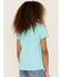 Ariat Girls' R.E.A.L. Floral Logo Graphic Tee, Turquoise, hi-res
