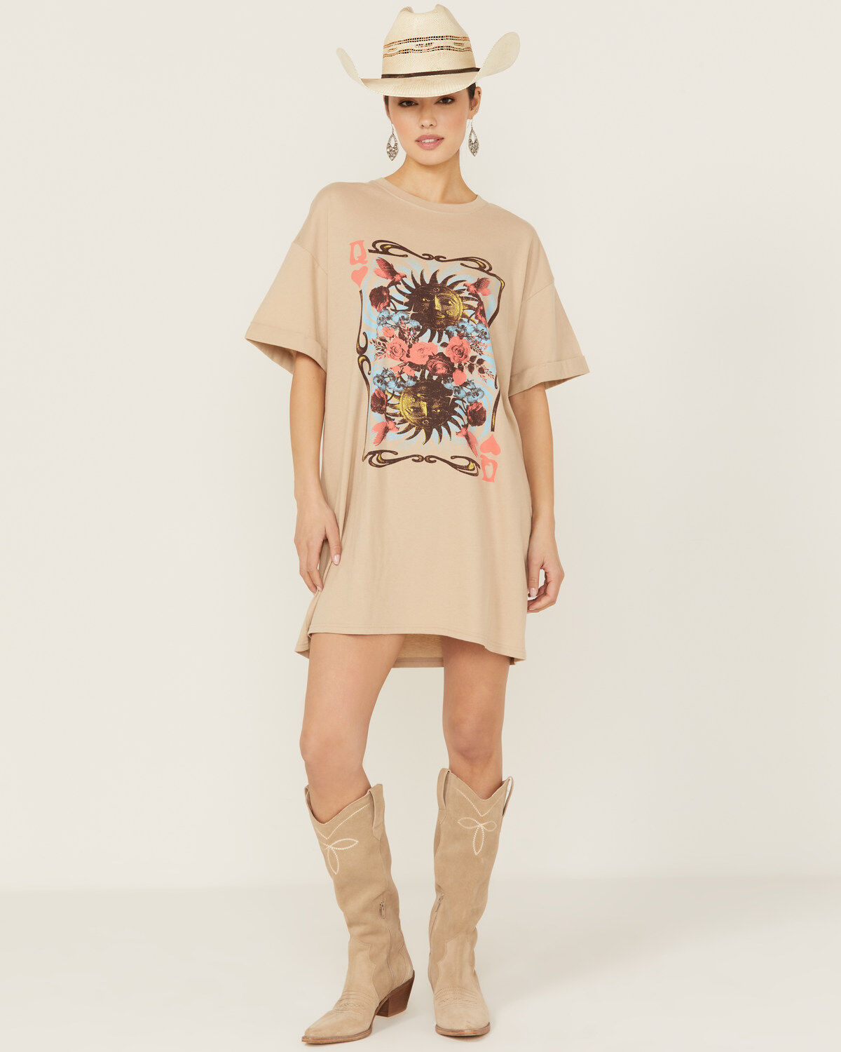 Image #1 - Girl Dangerous Women's Sun Queen T-Shirt Mini Dress, Natural, hi-res