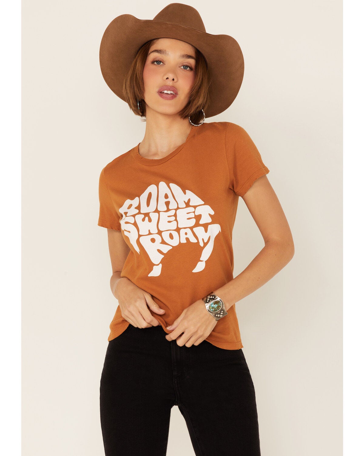 Bandit Women's Roam Sweet Roam Graphic Short Sleeve Tee, Cognac, hi-res