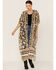 Flying Tomato Women's Floral Print Duster Kimono, Black, hi-res