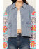 Image #3 - Mystree Women's Crochet Sleeve Medium Wash Denim Jacket, Blue, hi-res