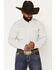Image #1 - Rock & Roll Denim Men's Geo Print Tek Long Sleeve Snap Performance Shirt, White, hi-res