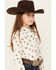Wrangler Girls' Conversation Print Long Sleeve Pearl Snap Western Shirt , White, hi-res