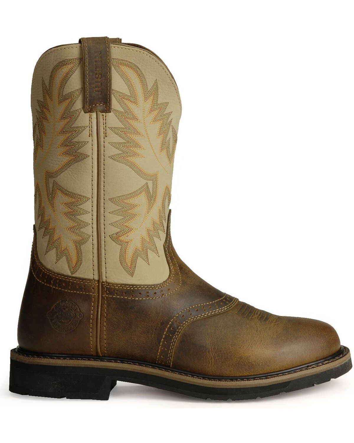 Image #2 - Justin Men's Stampede Superintendent Work Boots - Steel Toe, Brown, hi-res