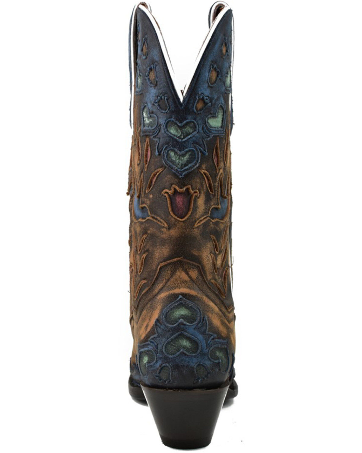 Image #5 - Dan Post Women's Humming Bird Heart and Floral Inlay Western Boots - Snip Toe, Orange, hi-res