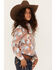 Panhandle Girls' Paisley Patchwork Print Long Sleeve Snap Shirt, Turquoise, hi-res