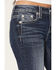 Image #4 - Miss Me Women's Dark Wash Mid Rise Faux Flap Pocket 34" Bootcut Stretch Denim Jeans, Dark Wash, hi-res