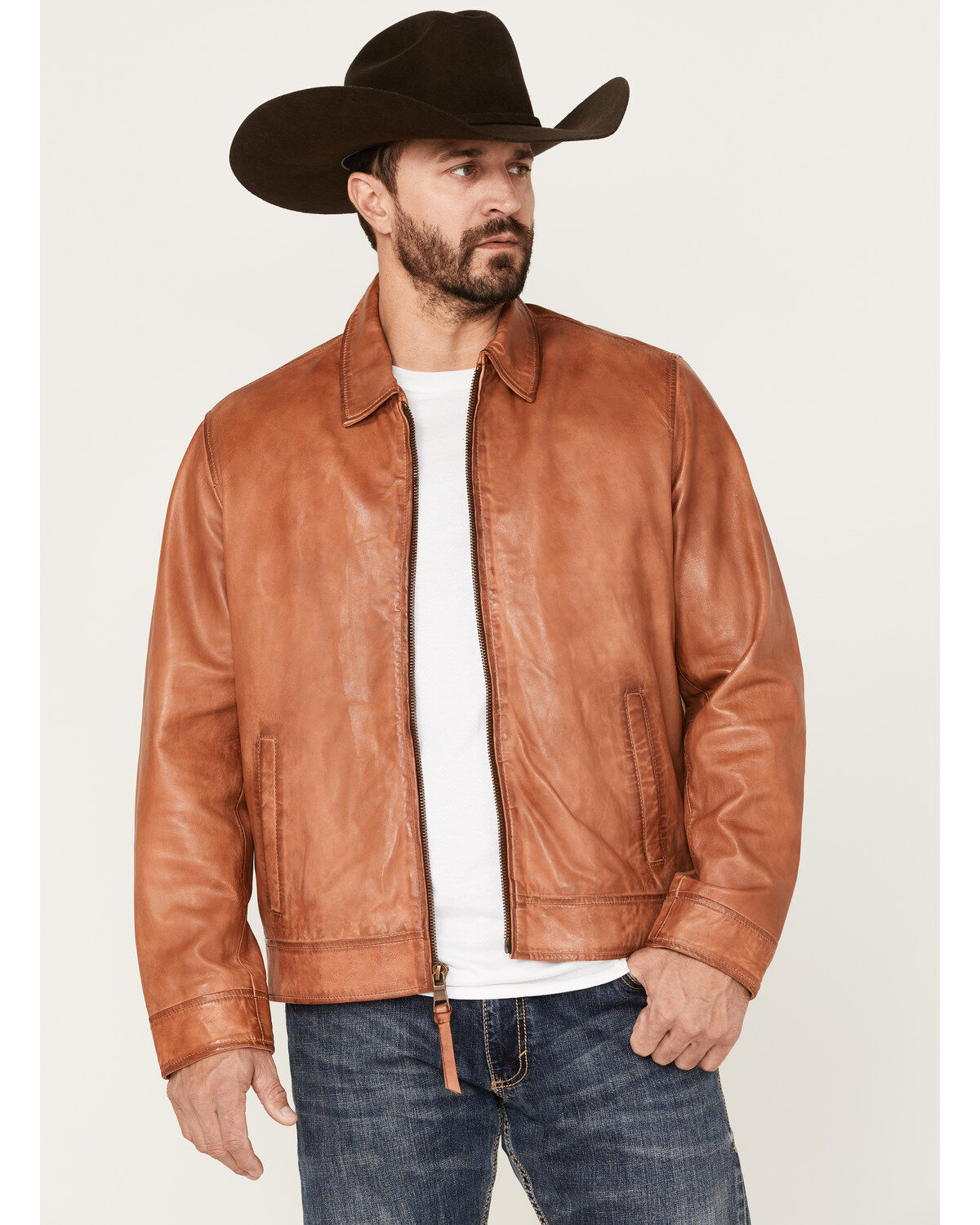 Scully Men's Leather Bomber Jacket, Cognac, hi-res