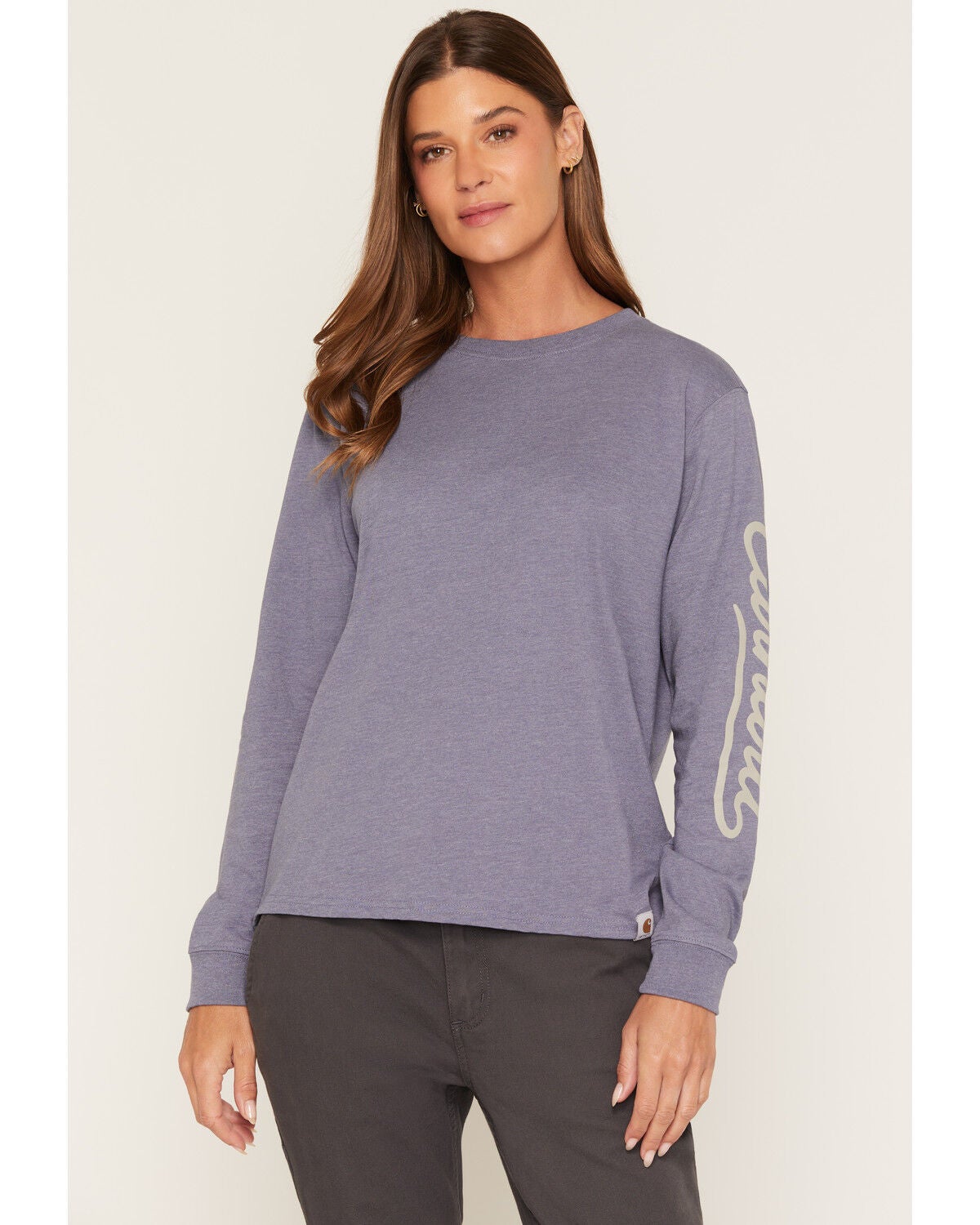 Image #1 - Carhartt Women's Irvine Loose Fit Logo Long Sleeve Work Shirt, Grey, hi-res