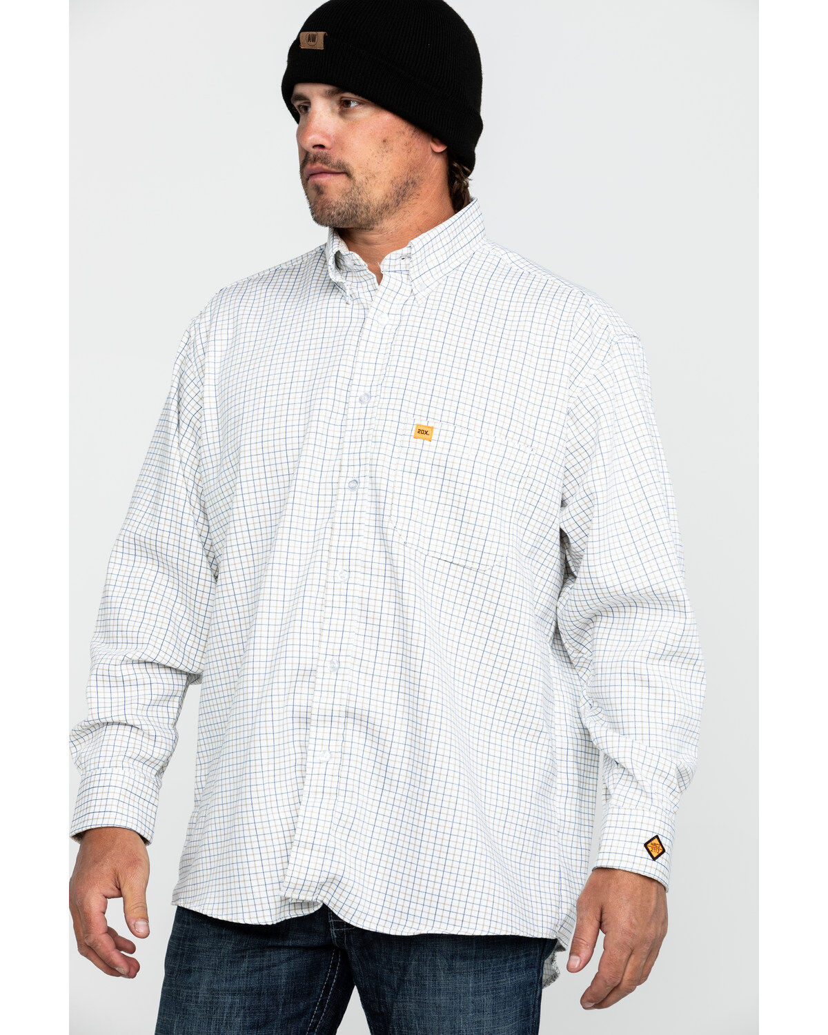 Image #1 - Wrangler 20X Men's FR Mini Check Plaid Print Long Sleeve Work Shirt - Big , , hi-res