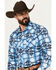 Image #2 - Rock & Roll Denim Men's Southwestern Print Vintage Long Sleeve Pearl Snap Western Shirt, Blue, hi-res
