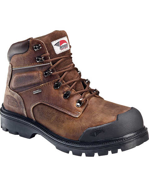 Avenger Men's Steel Toe Puncture and Heat Resistant Lace Up Work Boots, Brown, hi-res