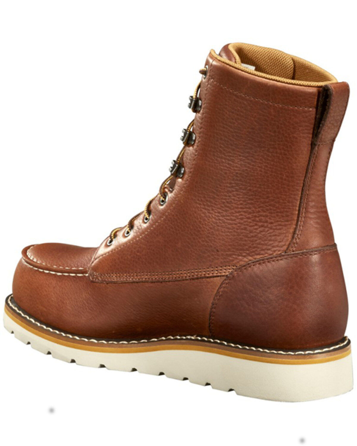 Image #2 - Carhartt Men's Waterproof 8" Lace-Up Wedge Work Boots - Steel Toe, Brandy Brown, hi-res