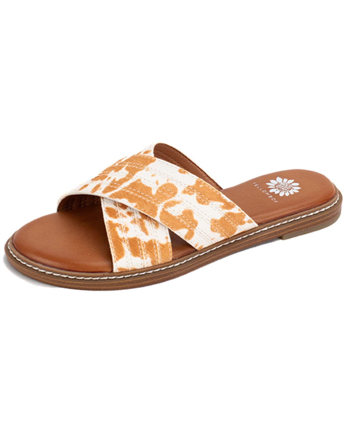 Yellow Bow Women's Linta Crossband Slide Sandals, Cream/brown, hi-res