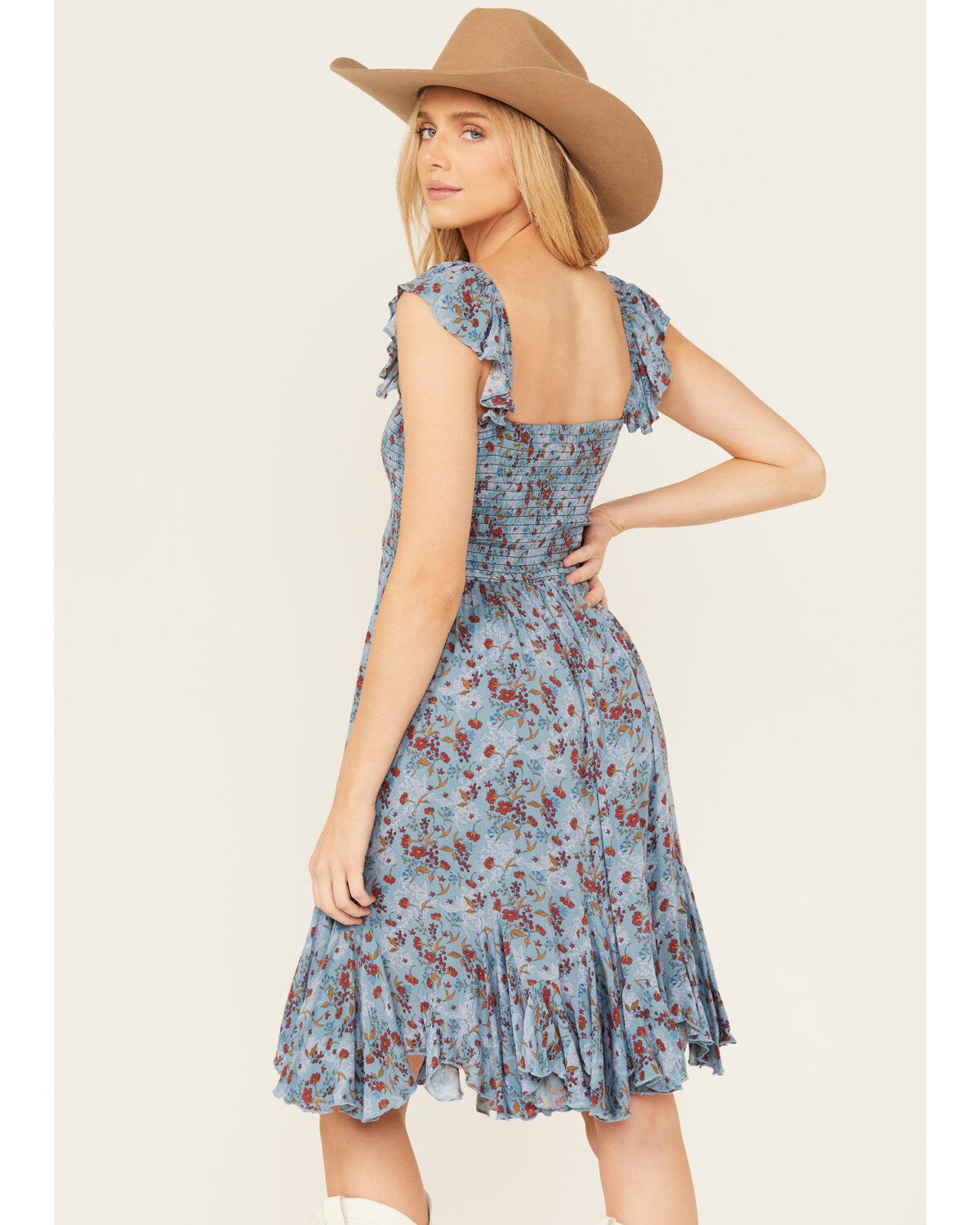 Rock & Roll Denim Women's Sleeveless Floral Print Mini Dress