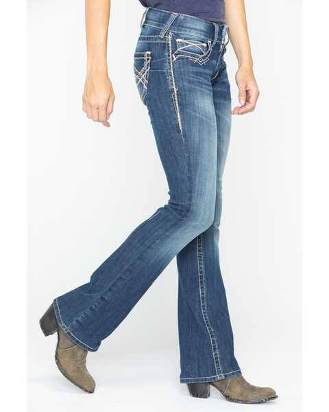 Image #3 - Ariat Women's R.E.A.L Mid Rise Entwined Bootcut Jeans, Blue, hi-res
