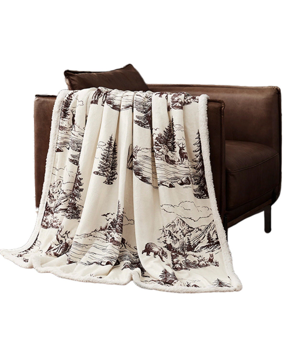HiEnd Accents White Pine Sherpa Throw, White, hi-res
